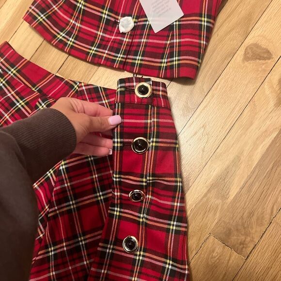 MAJORELLE Shane Top & Mini Skirt in Red Plaid - Picture 4 of 6